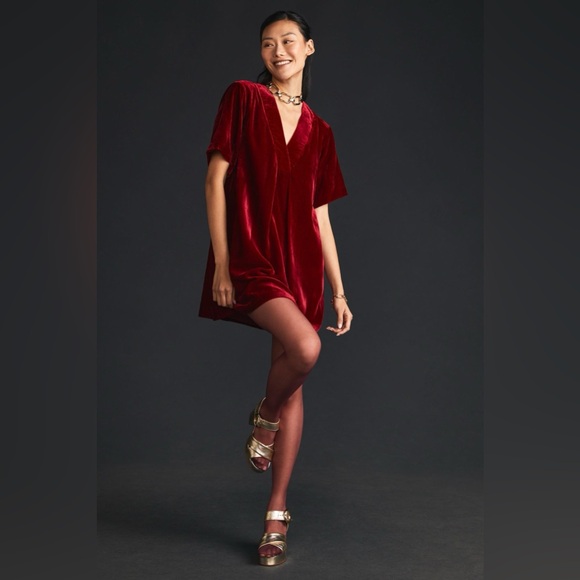 Sunday in Brooklyn Dresses & Skirts - Anthropology red velvet shift dress